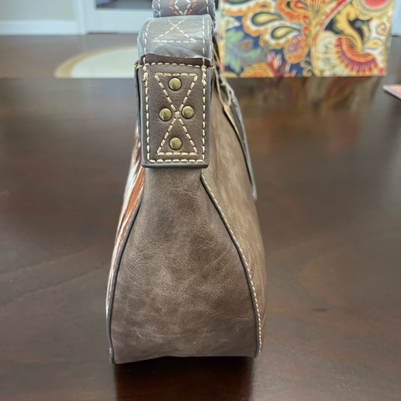 TONY LAMA Women's Cowhide Hobo Leather Accents Concealed Carry NWT Brown Multi - Picture 11 of 14